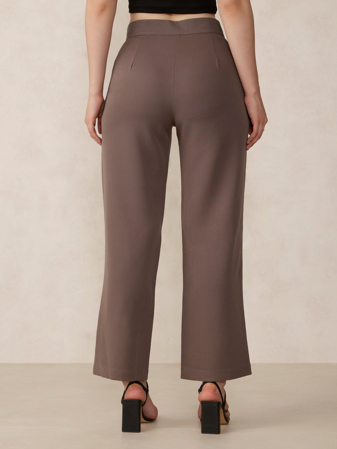 Grey Extended Waist Band Straight Fit Trouser