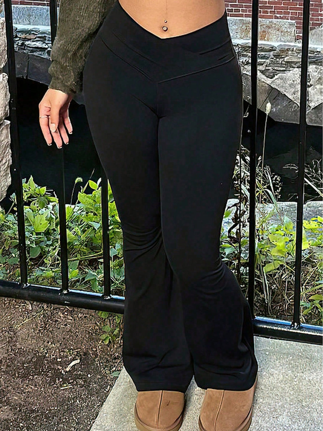 Black High Waisted Flared Leggings
