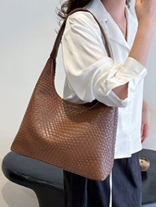 Brown Textured Curved Shoulder Carry