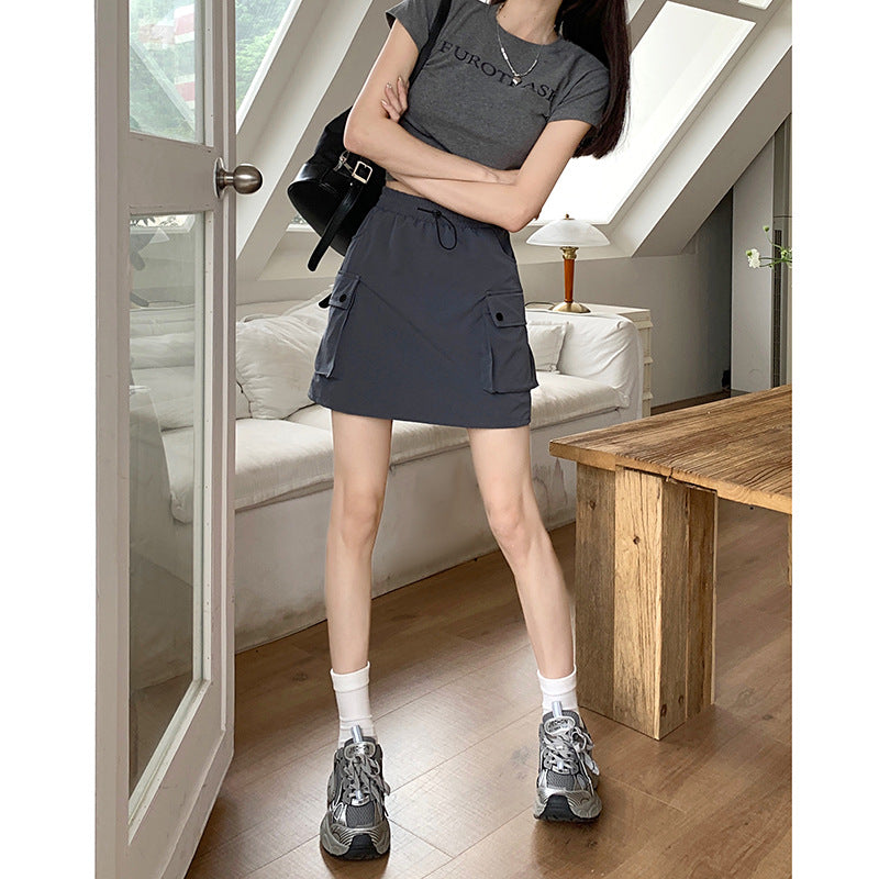 Grey Side Pocket Skirt