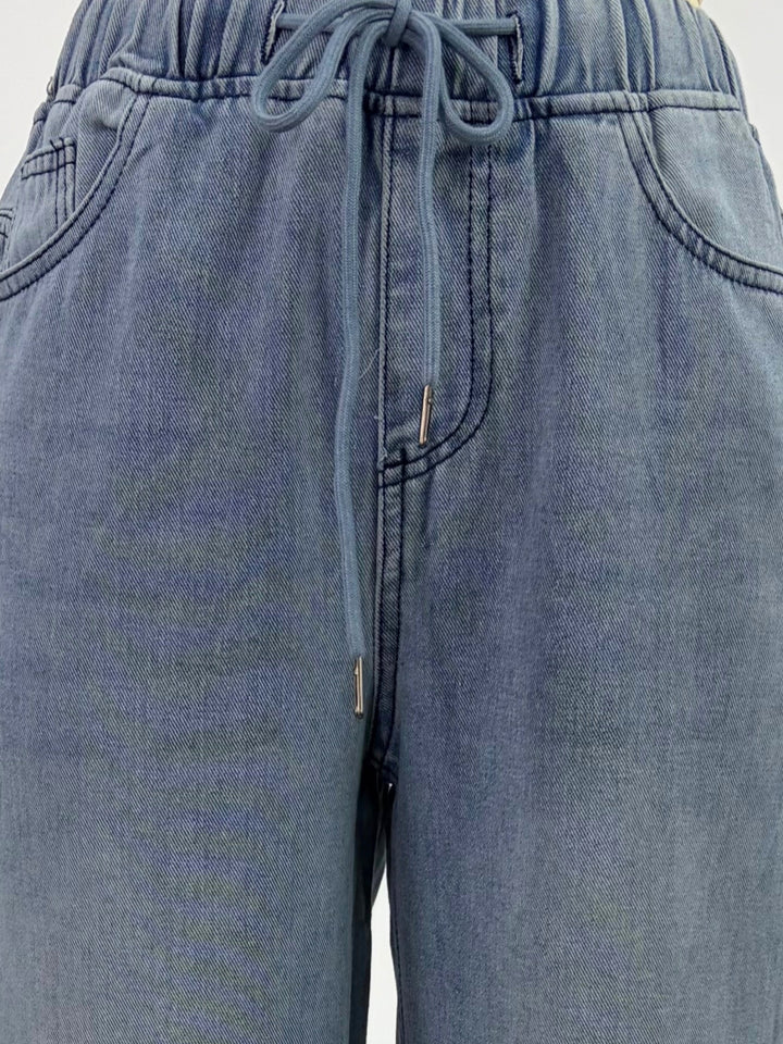 Blue Elasticated Waistband With Draw Cord Jeans