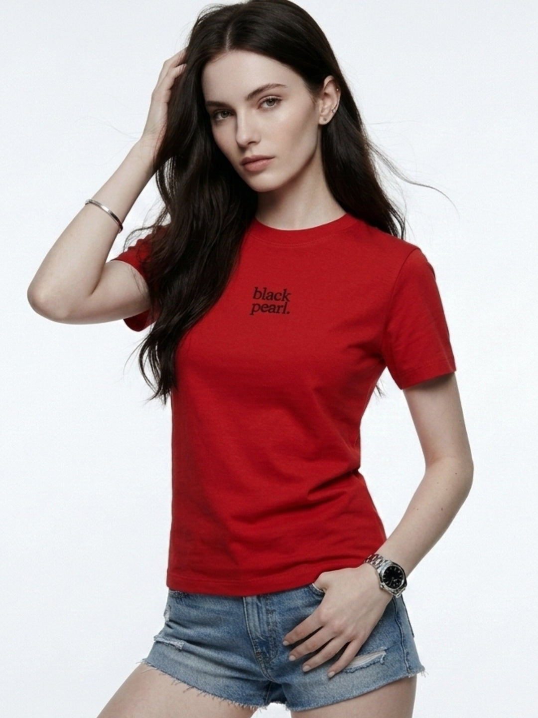 Red Embroidered Logo Tshirt