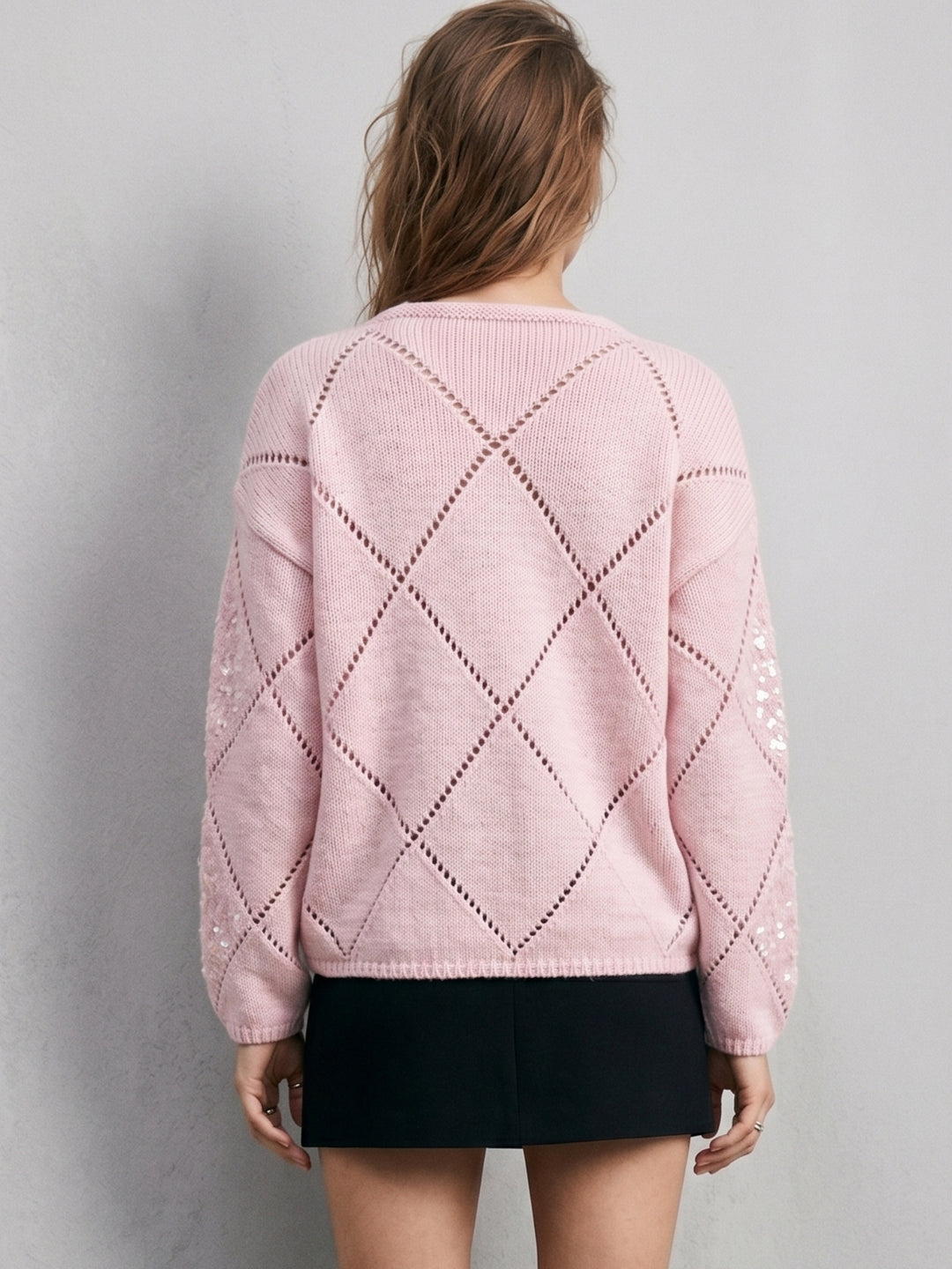 Pink Full Sleeves Round Neck Sweater