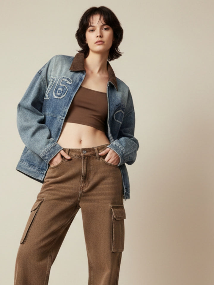 Blue Varsity Patched Graphic Jacket