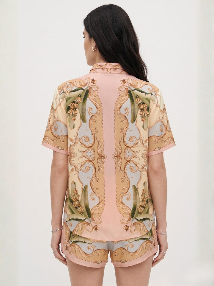 Multi Placement Printed Shirt And Shorts Set
