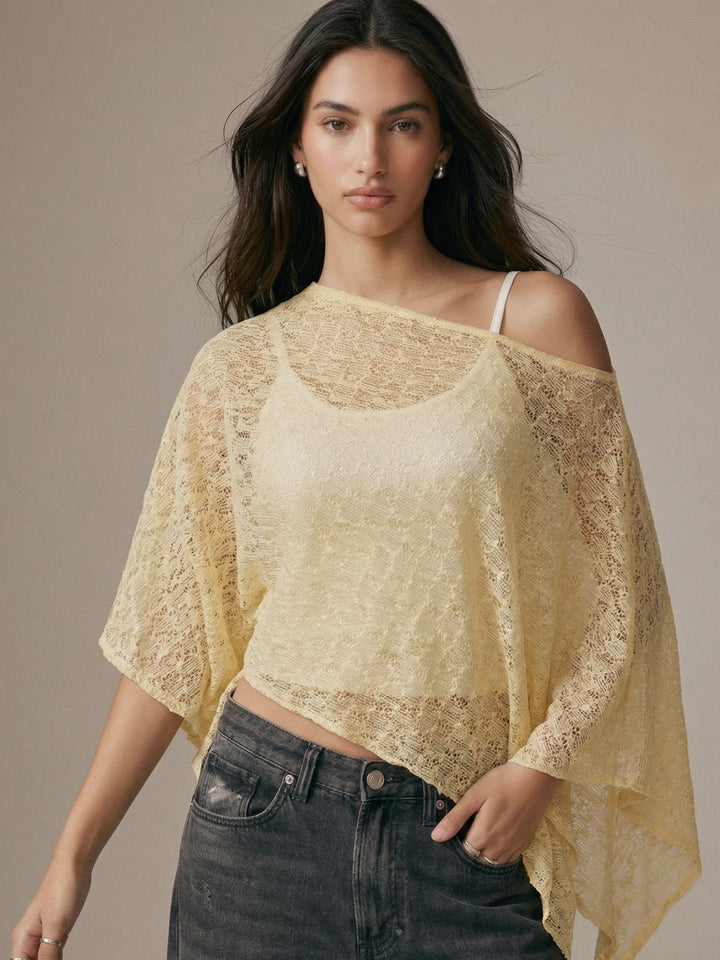 Yellow One Shoulder Textured Top