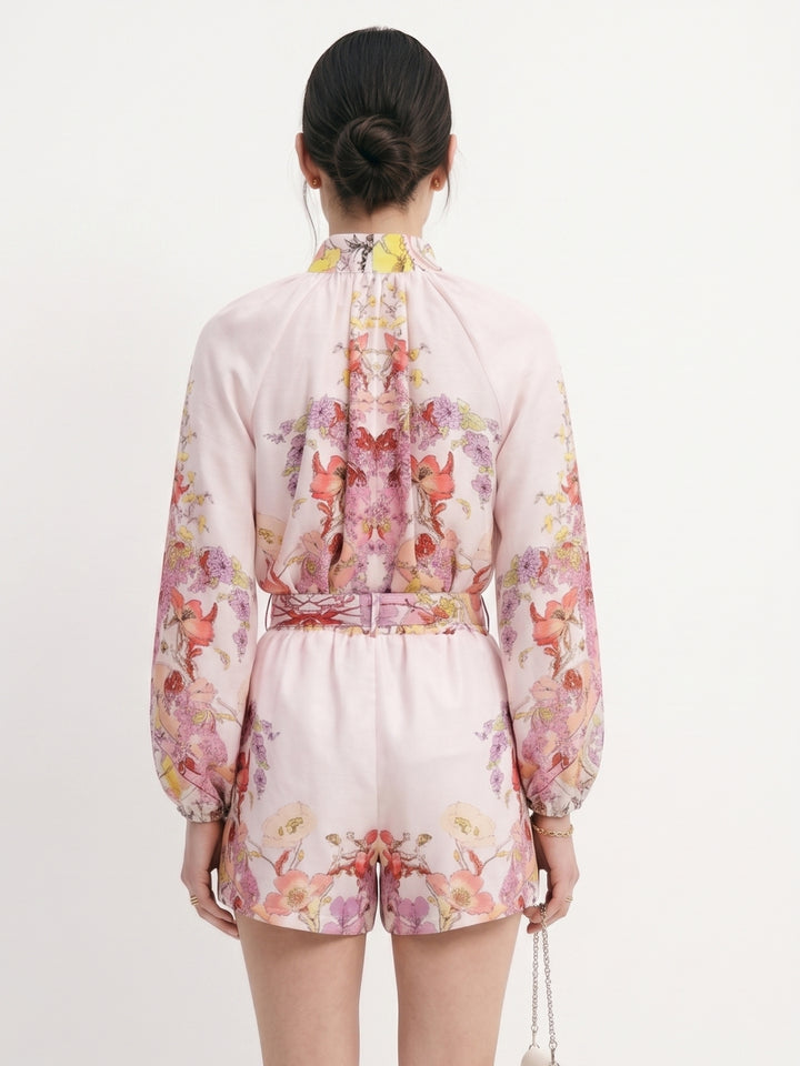 Off White Placement Printed Shirt And Shorts Set