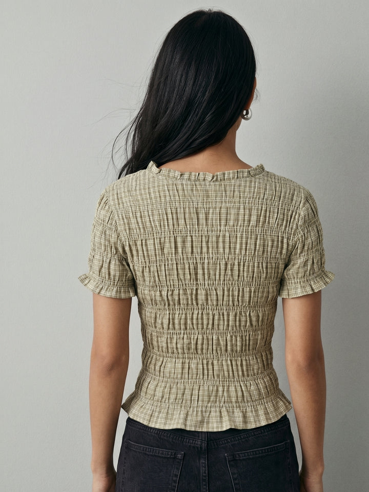 Mint Smocked Fitted Top