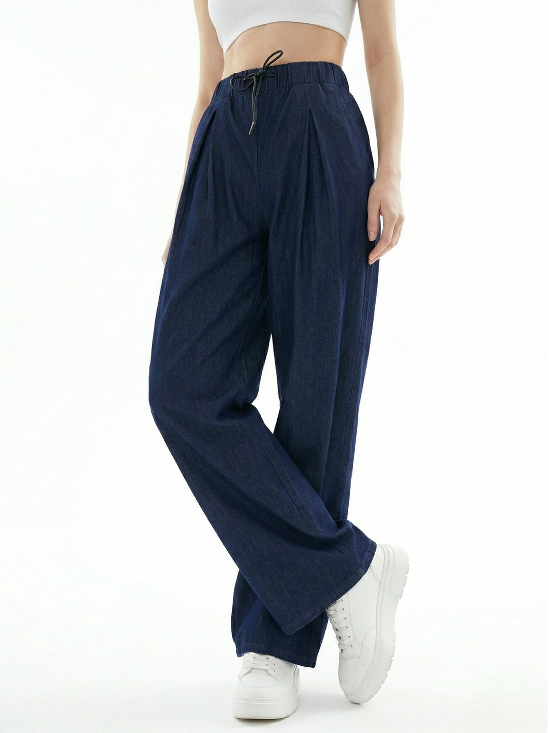 Blue High Waist Wide Leg Pant