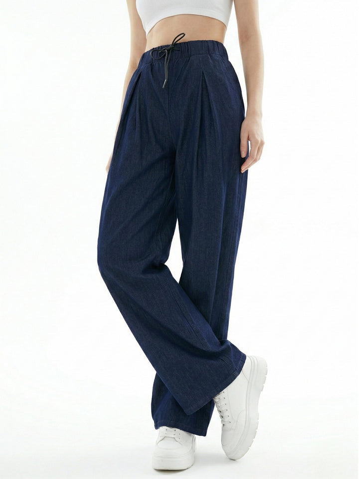 Blue High Waist Wide Leg Pant