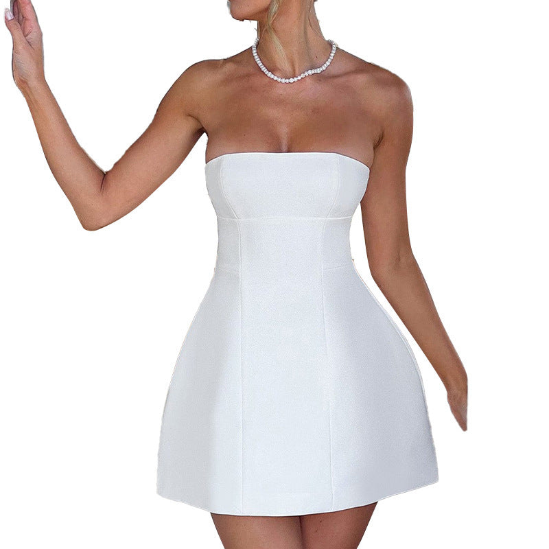 White Off Shoulder Skater Dress