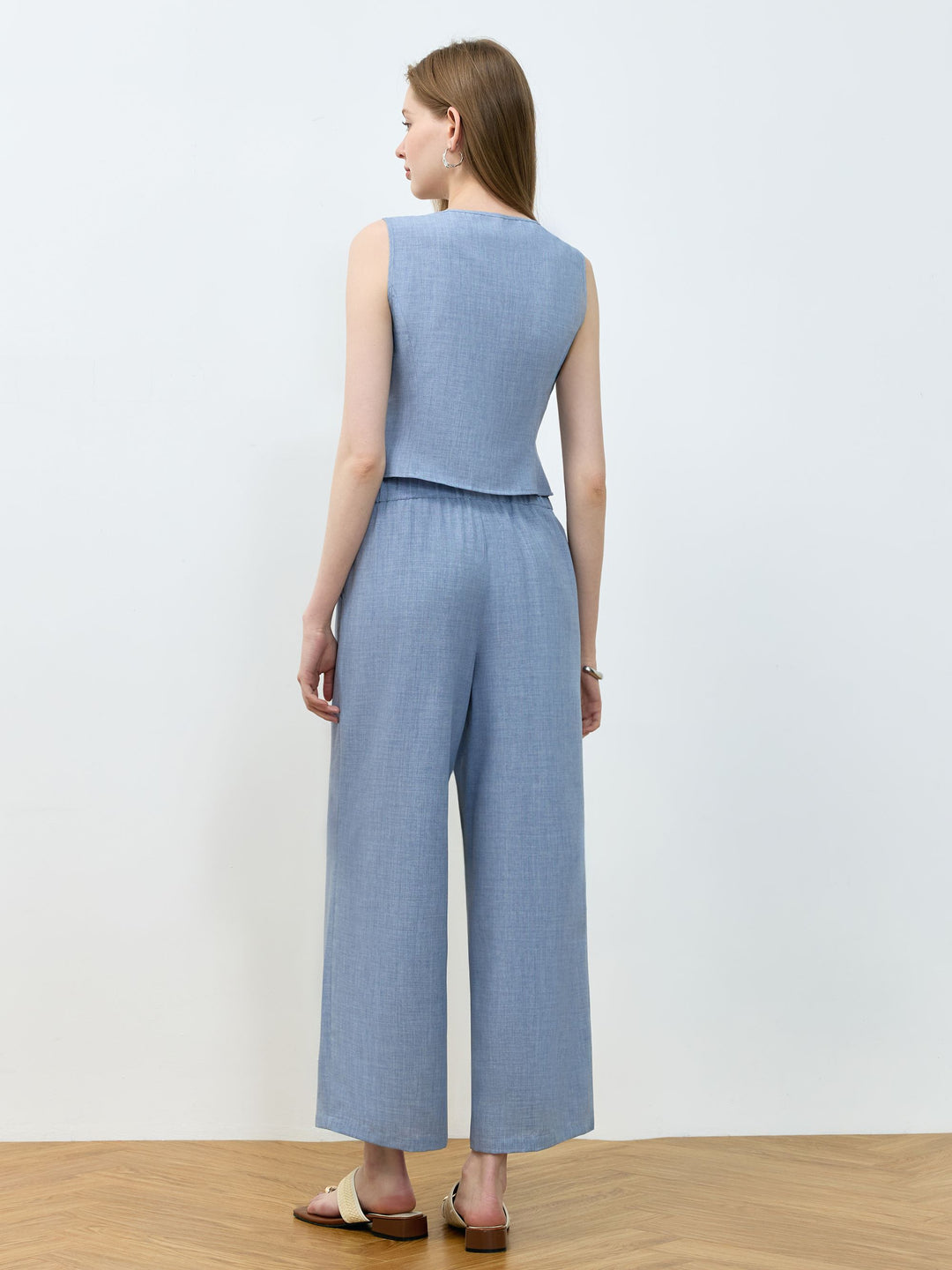 Blue Front Bow Top & Pant Set