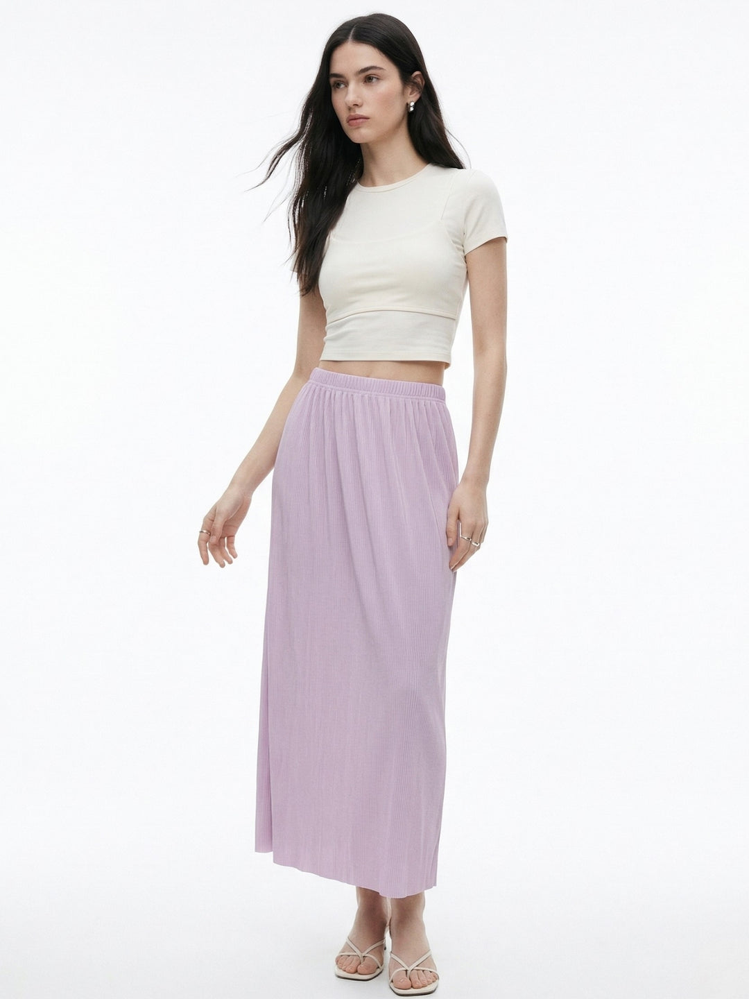 Purple Plisse Midi Skirt