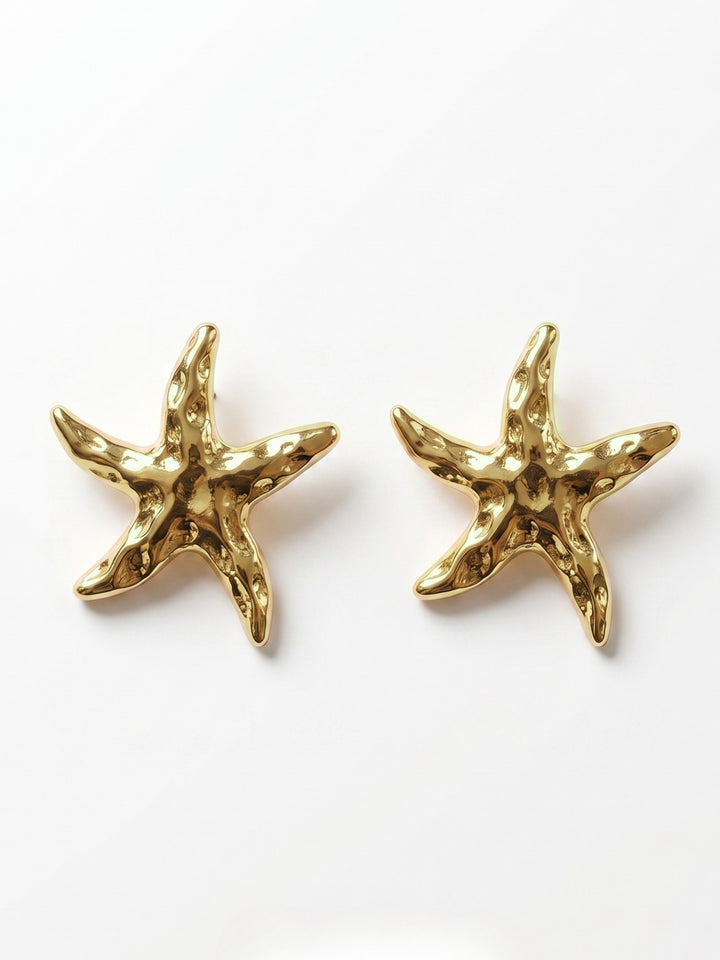 Gold Starfish Metal Earrrings