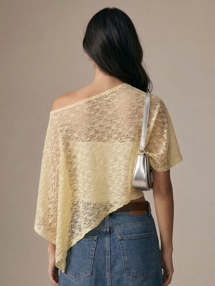 Yellow One Shoulder Textured Top