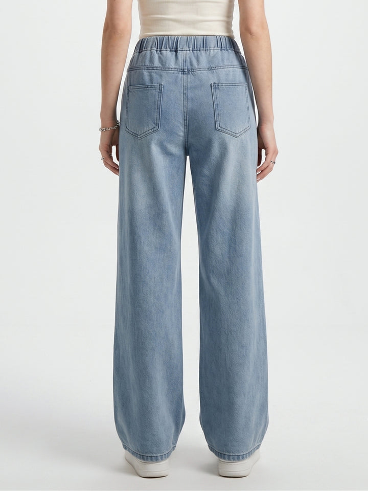 Blue Elasticated Waistband With Draw Cord Jeans