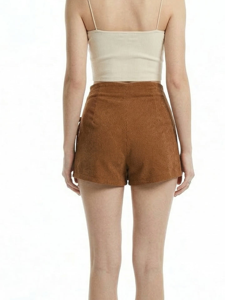 Brown Mini Side Gladiator Tie Up Skirt