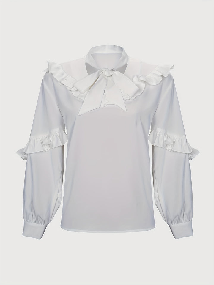 White Ruffled Top With Tie Up Detail
