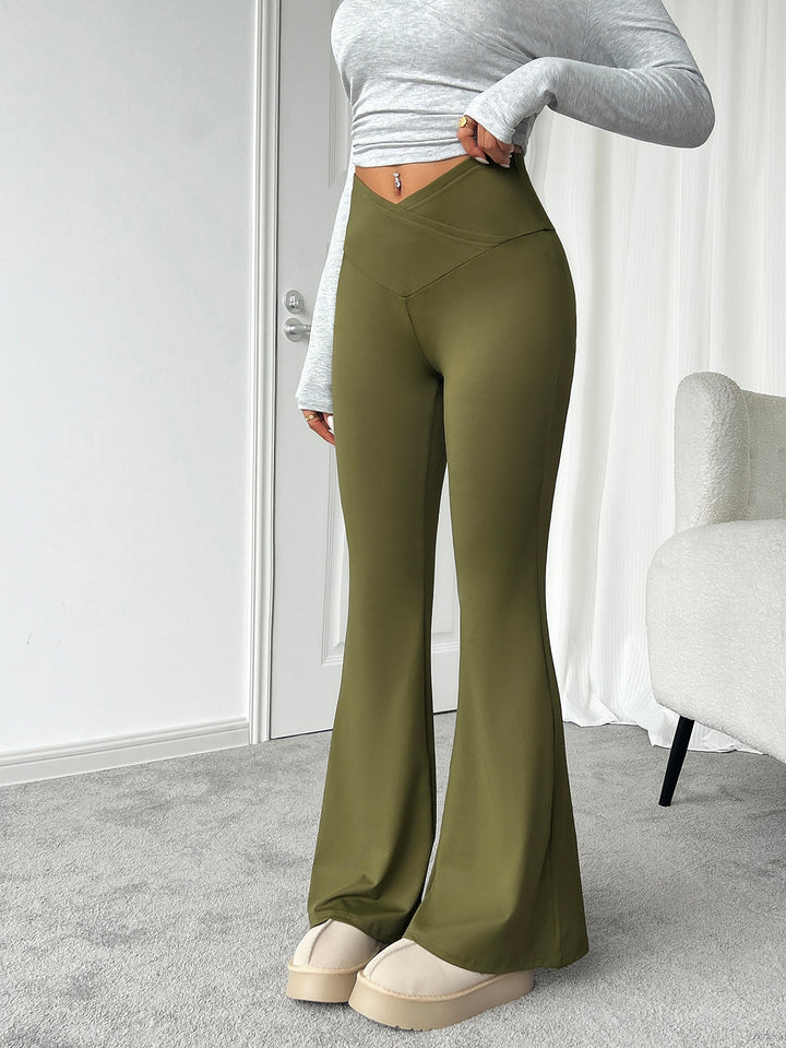 Olive Full Length Flared Leggings