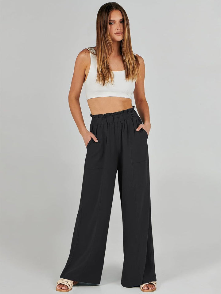 Black Elasticated Flare Trouser