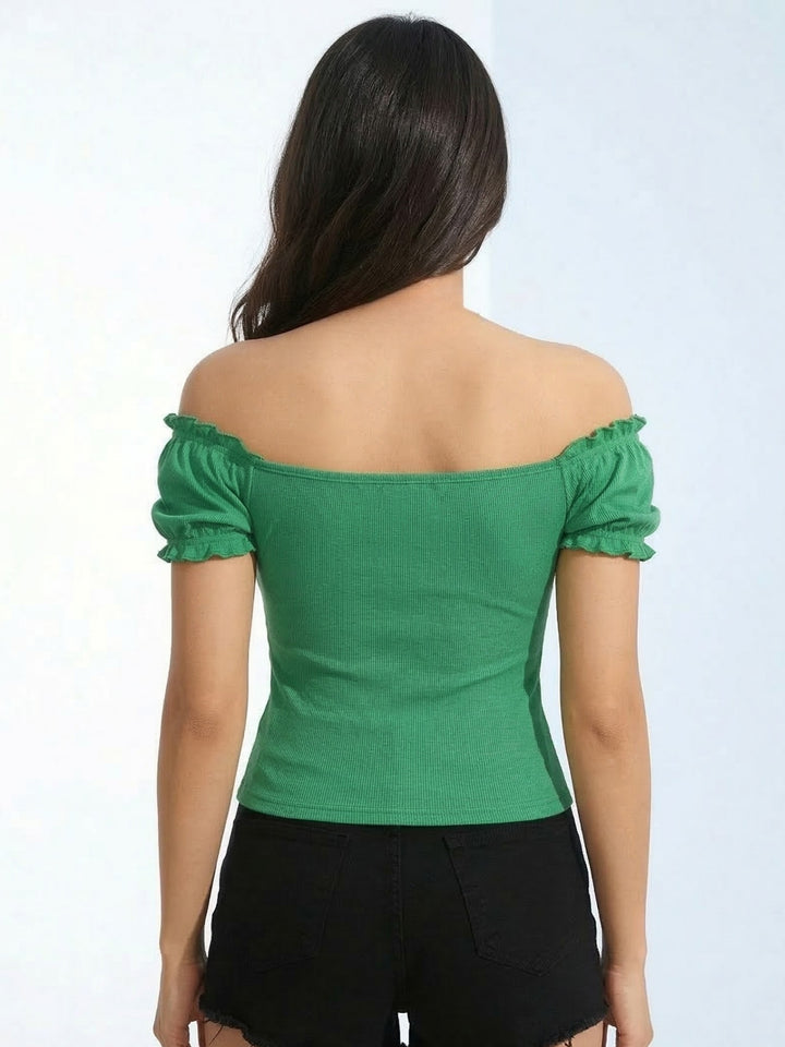 Green Halter Neck Fitted Top