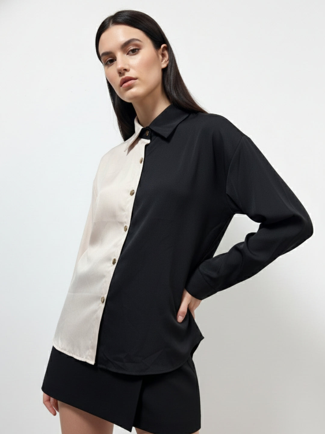 Multi Colour Block Front Buttoned Shirt