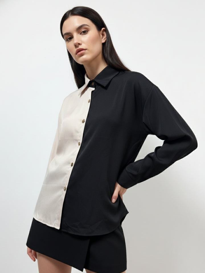 Multi Colour Block Front Buttoned Shirt