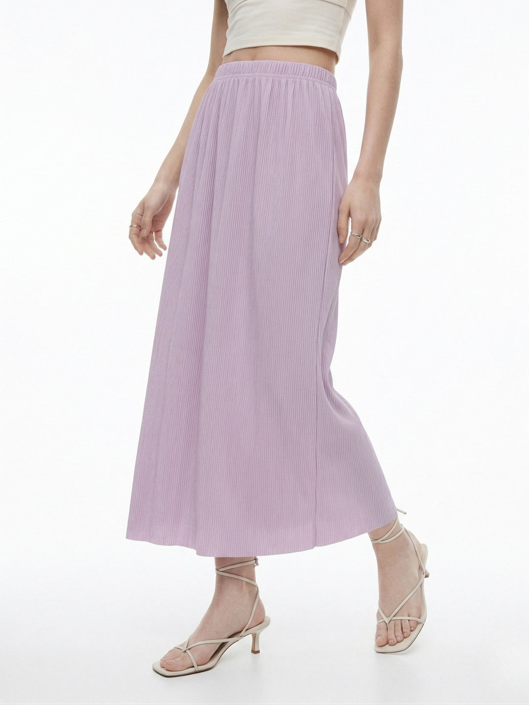 Purple Plisse Midi Skirt