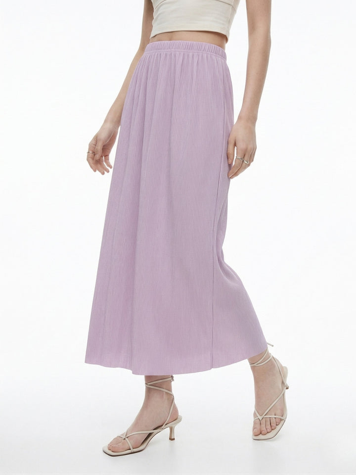 Purple Plisse Midi Skirt