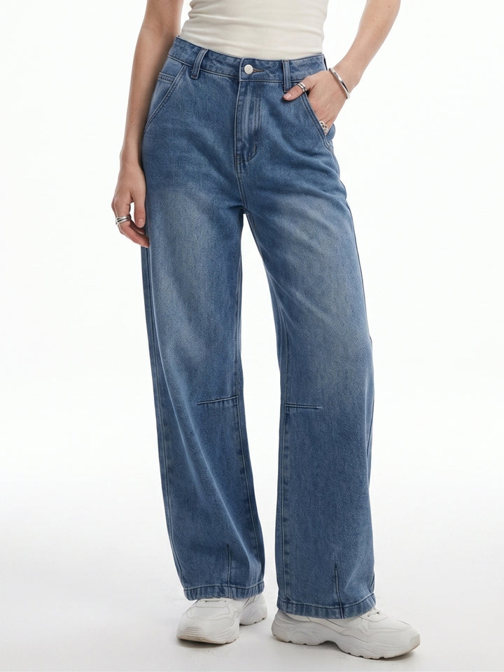 Blue Washed Out Carrot Fit Denim