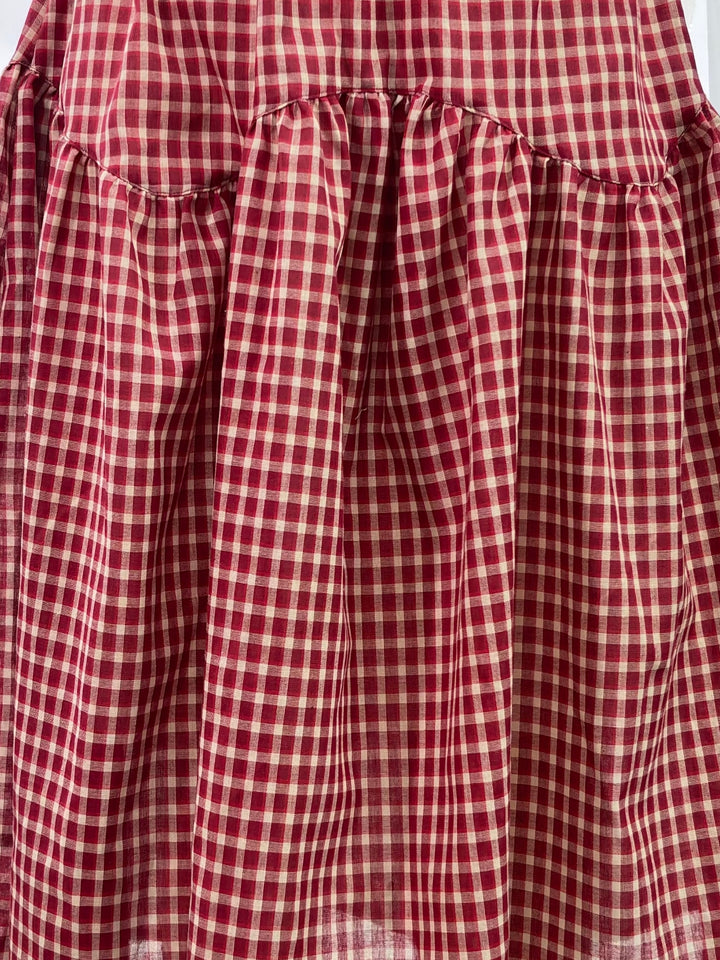 Red High Waist Checkered Skirt