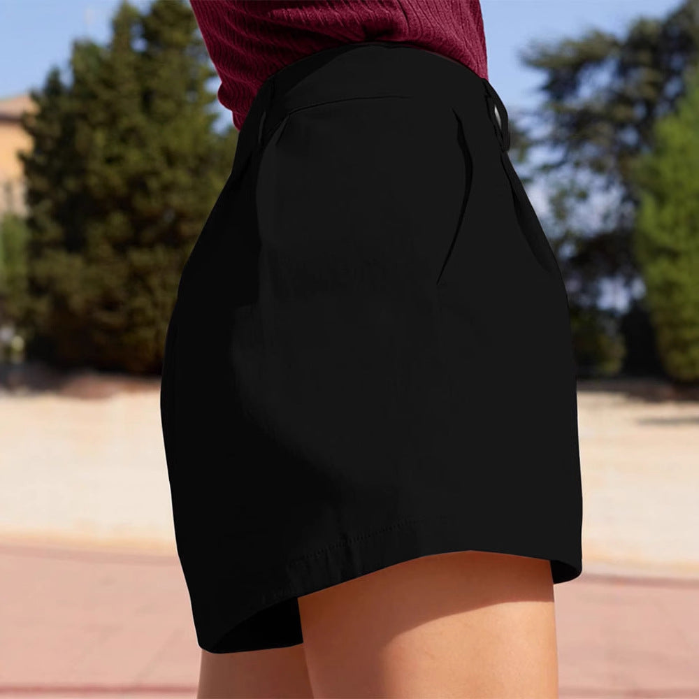 Black Pleated Relaxed Shorts