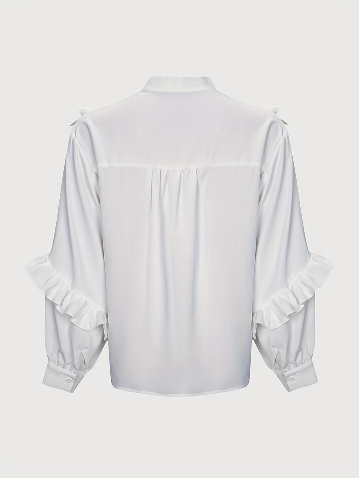 White Ruffled Top With Tie Up Detail