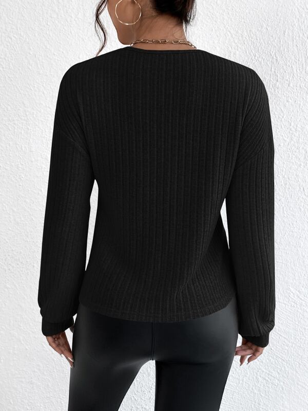 Black Wrap Look Top