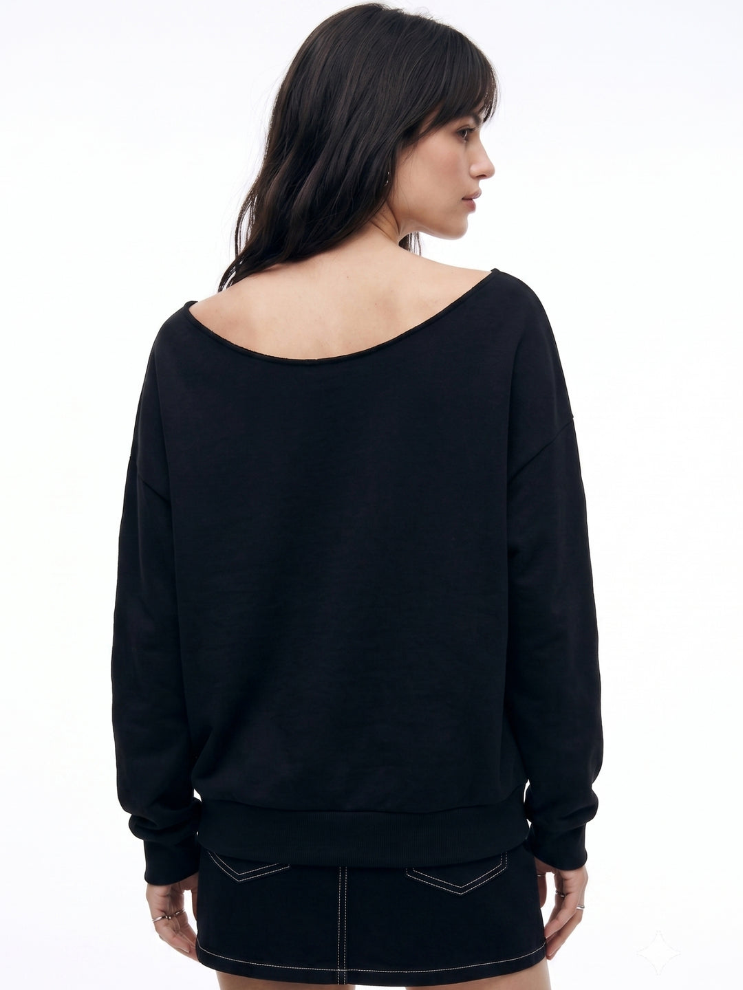 Black Sweatshirt With Metal Eyelets On The Sleeves