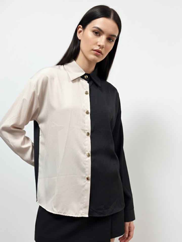 Multi Colour Block Front Buttoned Shirt