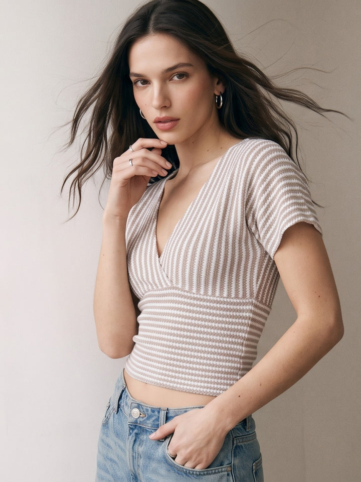 Multi Dolamn Sleeved Striped Blouse