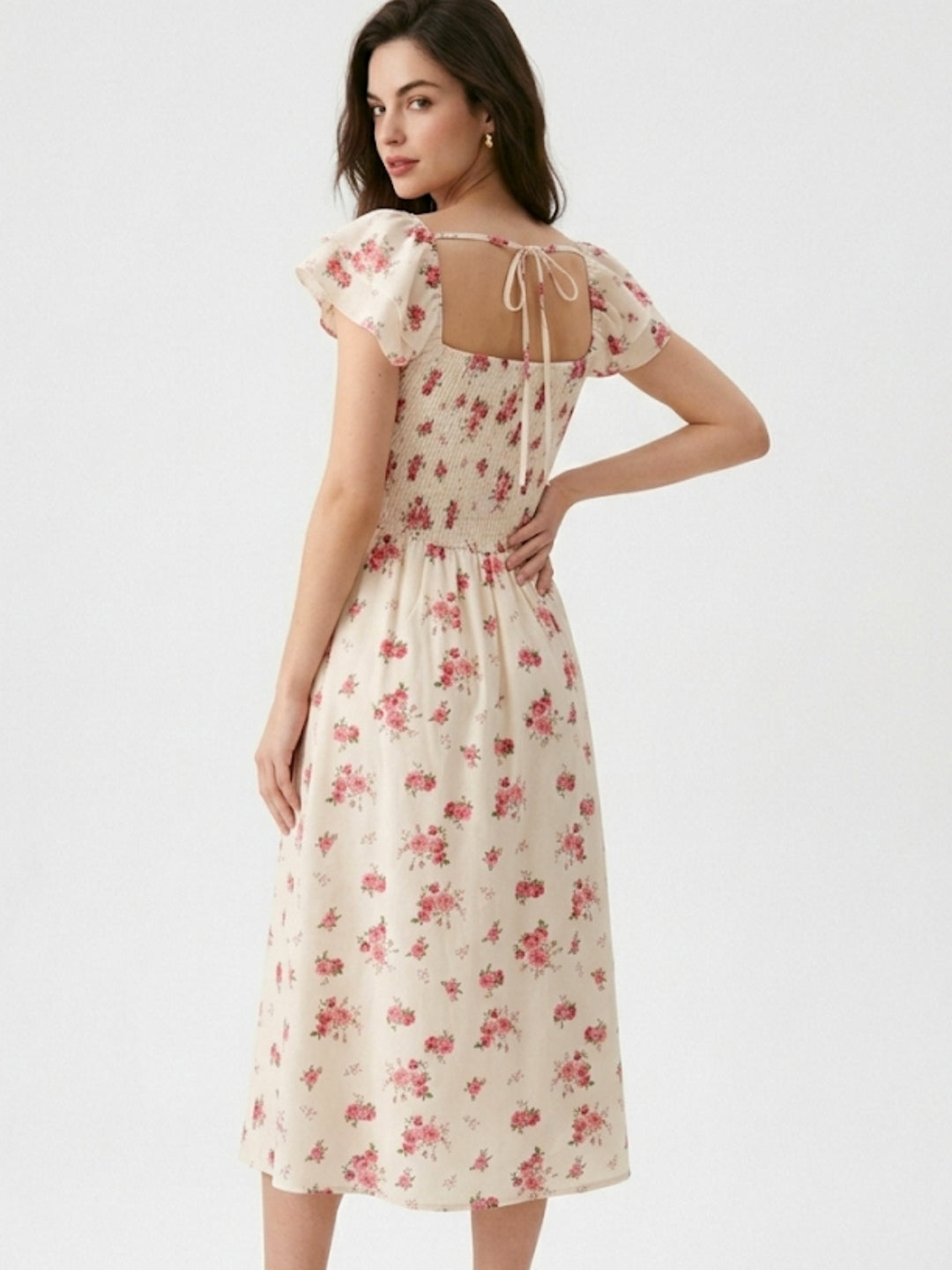 White Corset Styled Printed Dress