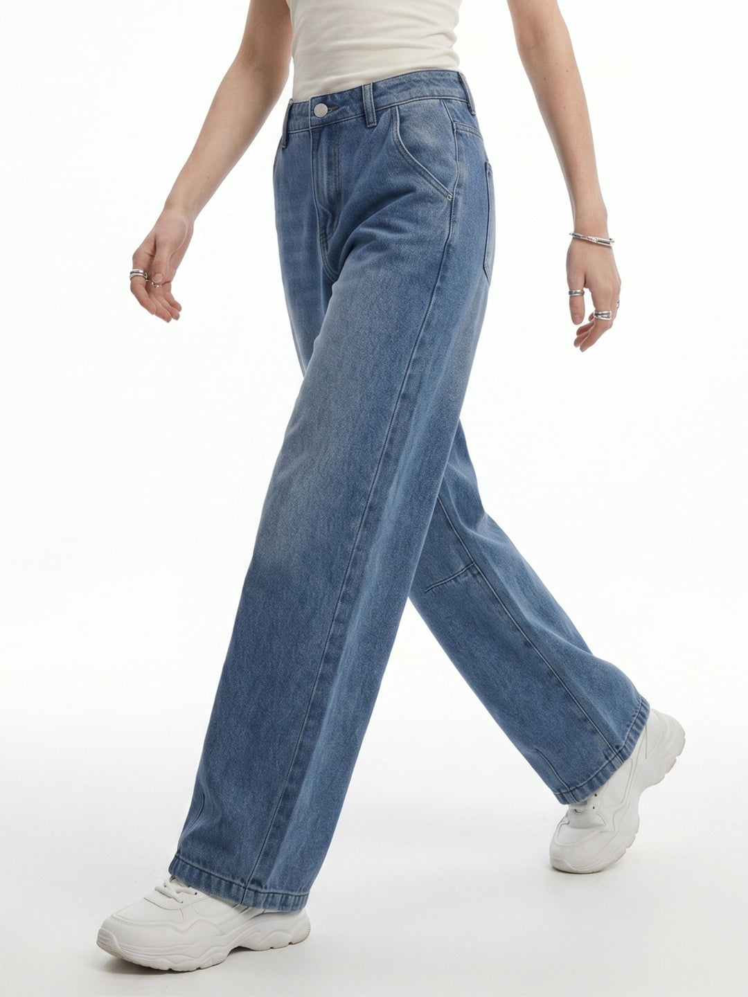 Blue Washed Out Carrot Fit Denim