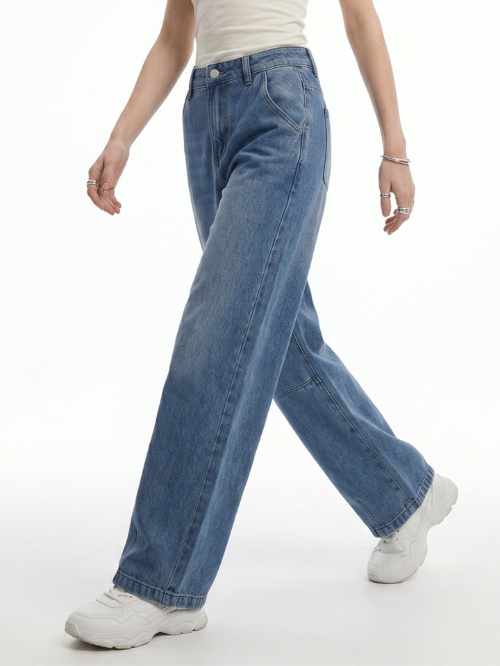 Blue Washed Out Carrot Fit Denim