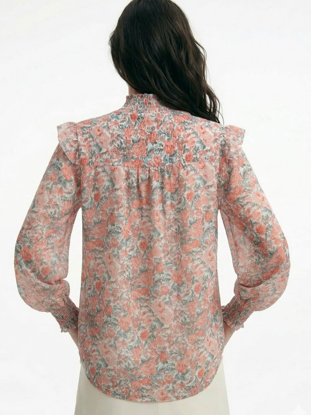 Pink Mock Neck Floral Printed Top