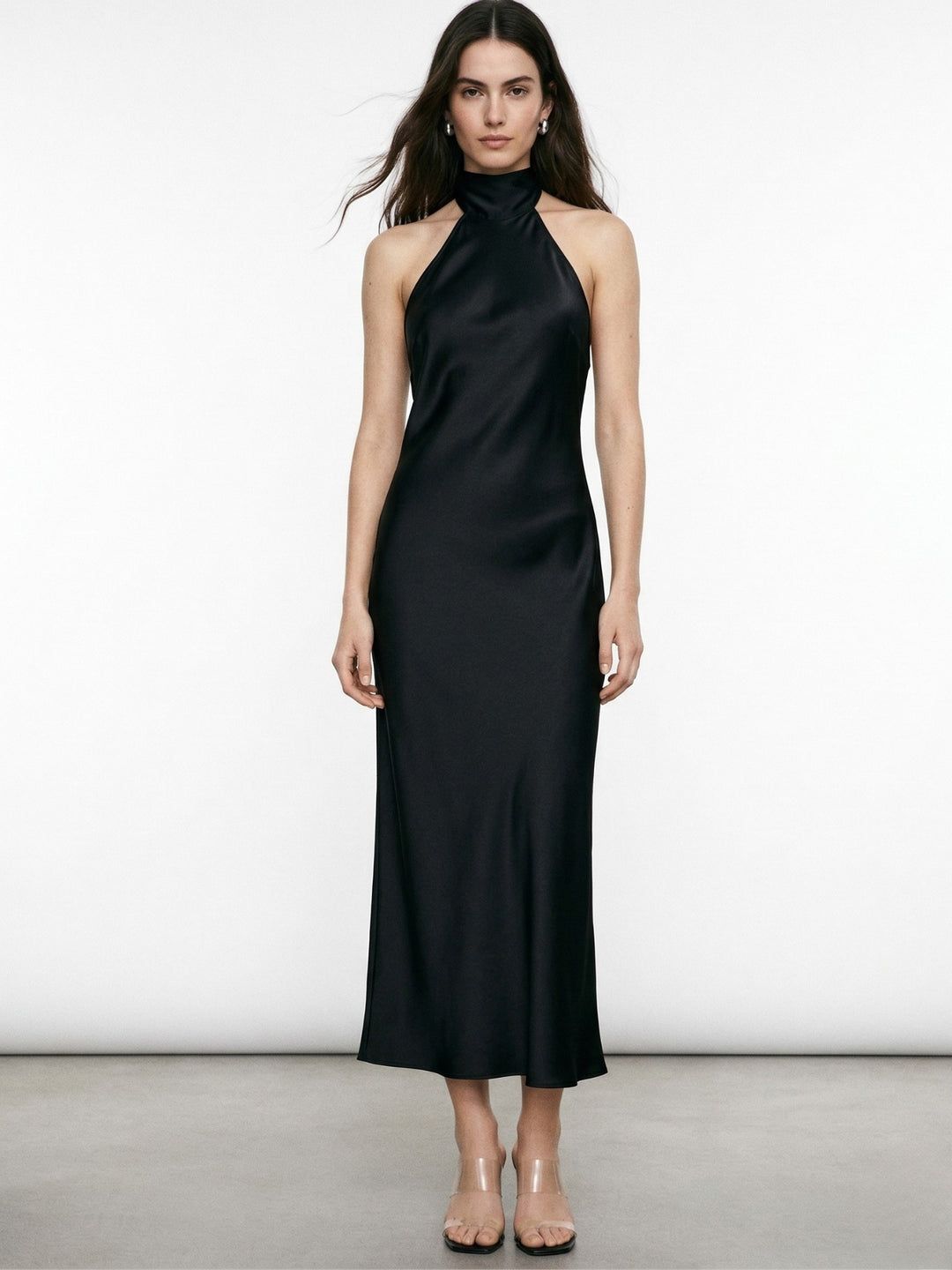 Black Halterneck Midi Dress