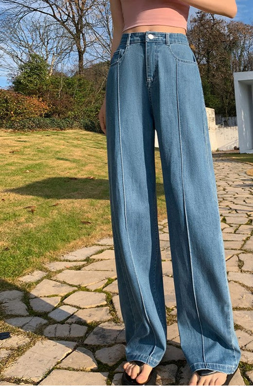 Blue Straight Fit Pin-Solid Jeans
