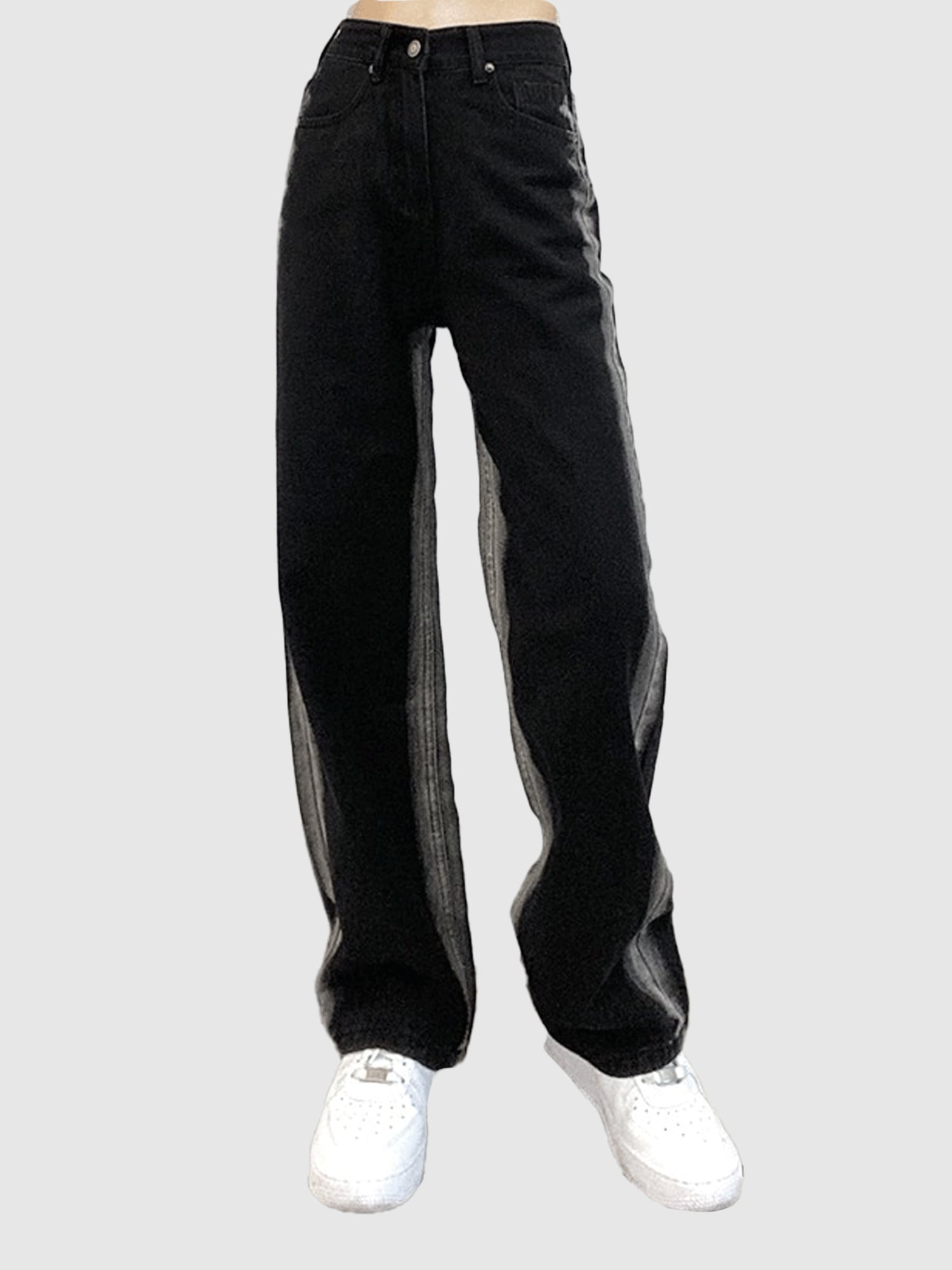 Black Dual Tone Washed Straight Denim