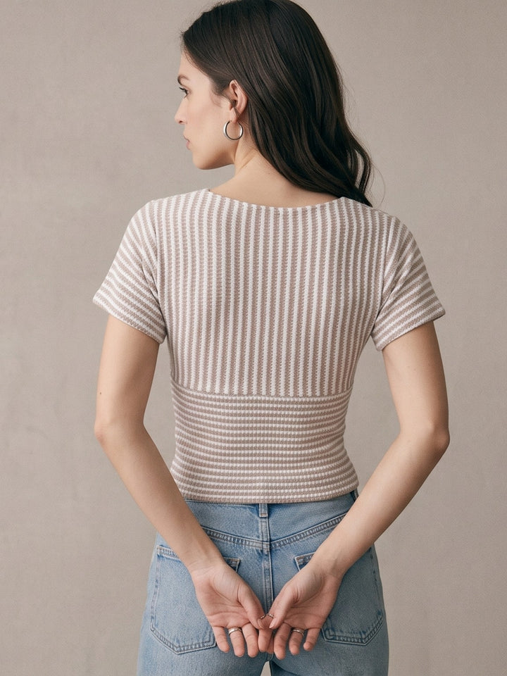 Multi Dolamn Sleeved Striped Blouse