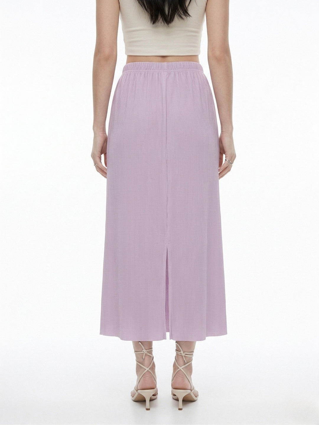 Purple Plisse Midi Skirt