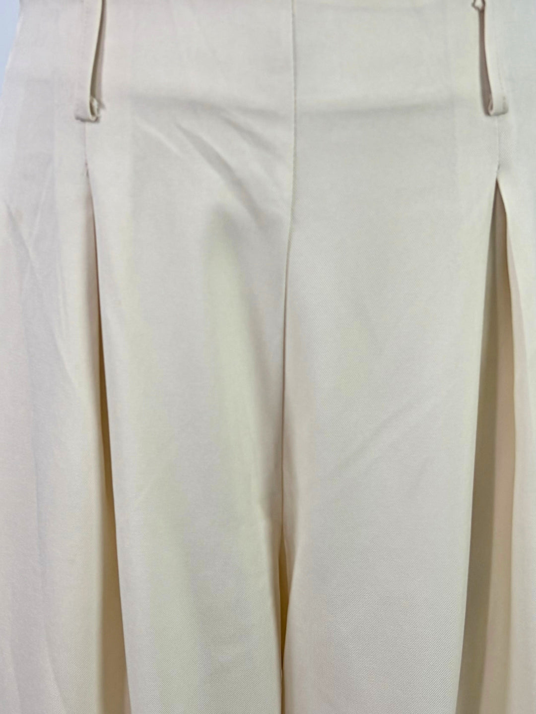 Beige Pleated Solid Trouser