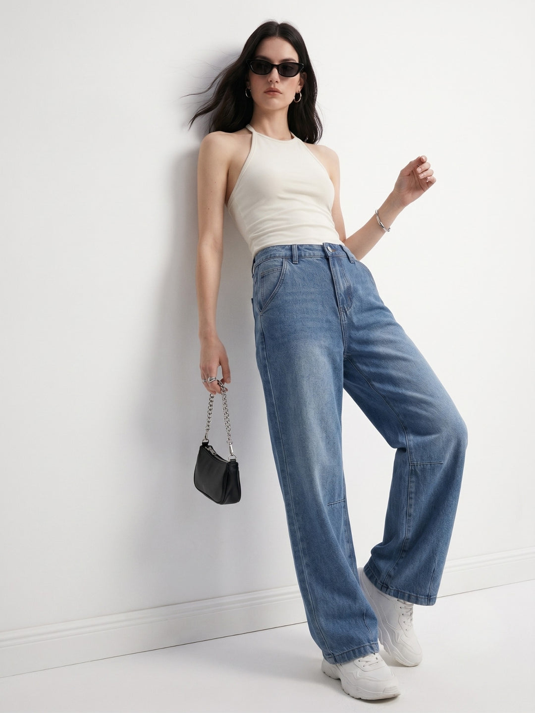 Blue Washed Out Carrot Fit Denim