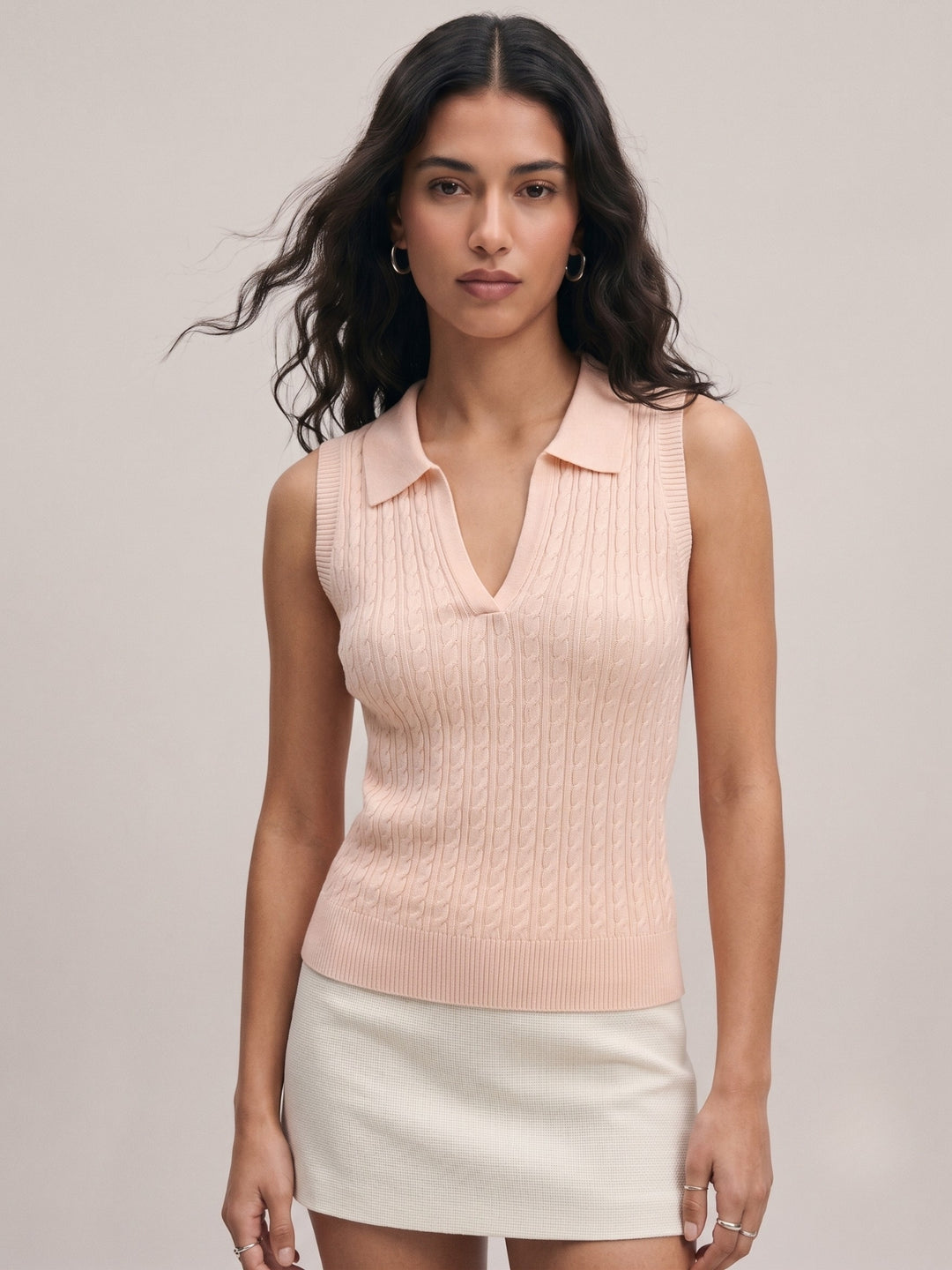 Pink Textured Collared Top