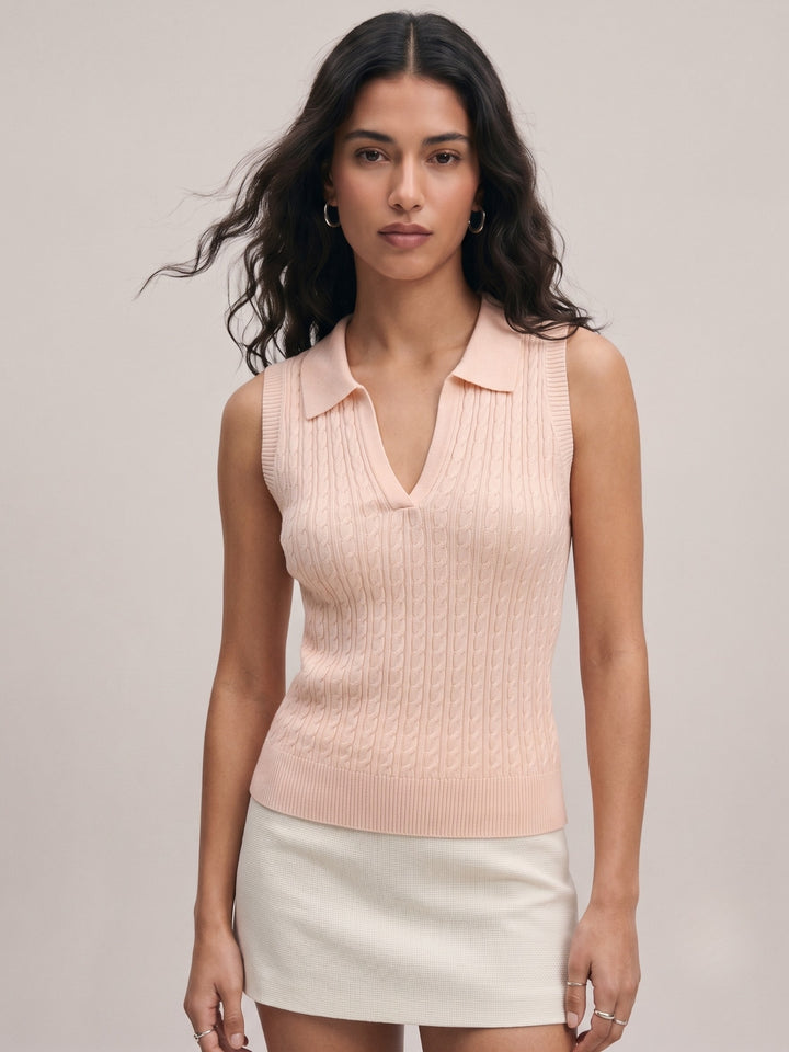 Pink Textured Collared Top